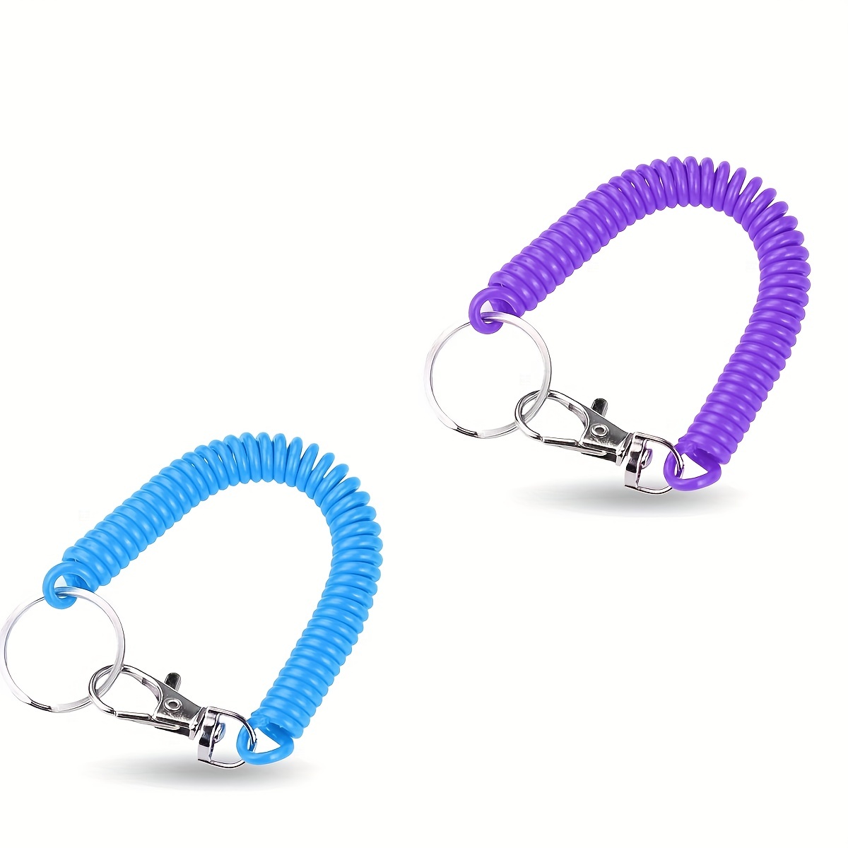 Spiral Spring Coil Chain Retractable Stretch Wrist String Key Chain Hook  Lanyard