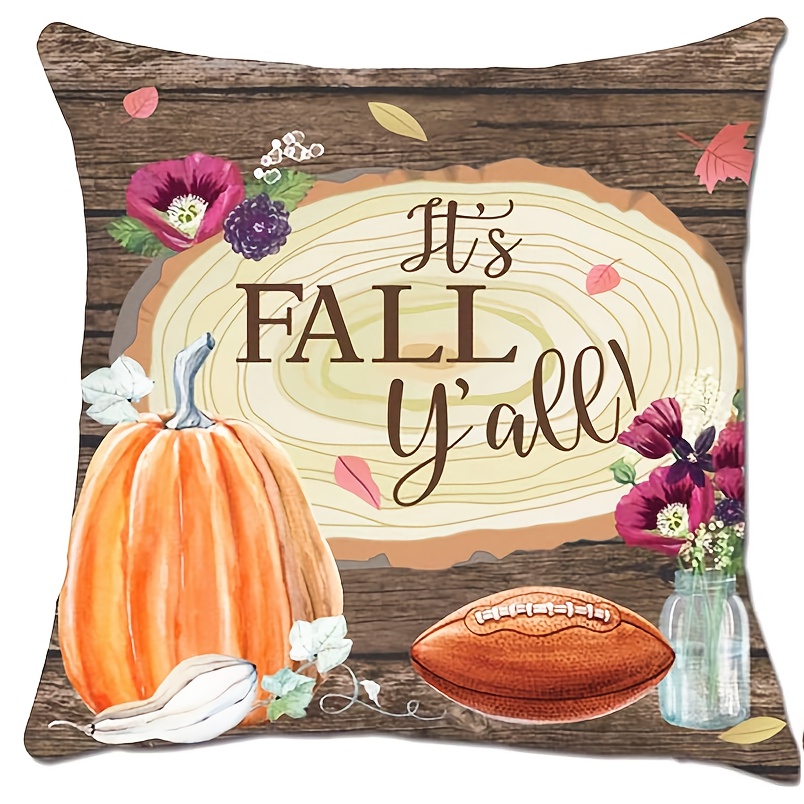 Set of 4 Fall Pillow Covers 18x18 Inch Thanksgiving Throw 18*18 inch Y-fall  09