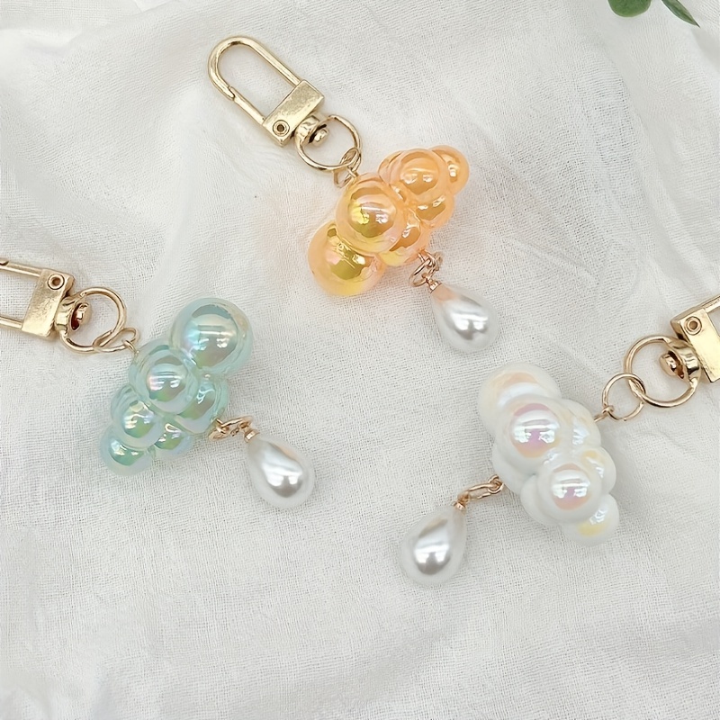 4pcs Cloud Pearl Keychain Bag Purse Pendant Birthday Gift