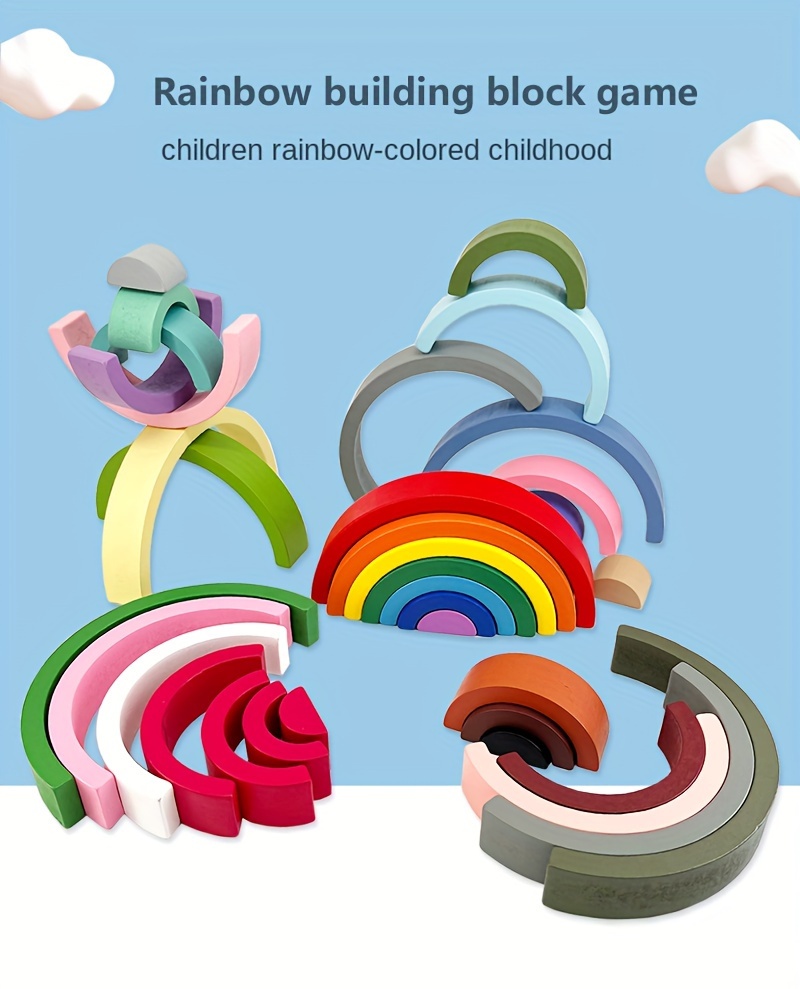 Bambini Neonati Giocattoli di legno Montessori educativo giochi ponte ad  arco arcobaleno costruzioni , colore cognitivo per bambini