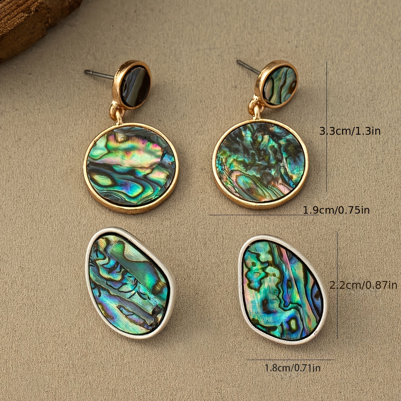 Colorful Abalone Shell Decor Round Dangle Earrings Retro Bohemian Style Zinc Alloy Jewelry Trendy Gift For Women Girls