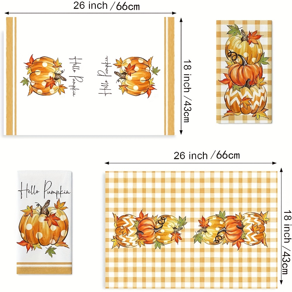 2pcs, Polyester Dish Cloth, Fall Dish Towels, Watercolor Pumpkin Maple  Leaves Pattern Kitchen Towels, Drying Cleaning Pad, Tea Sign Hand Towel For
