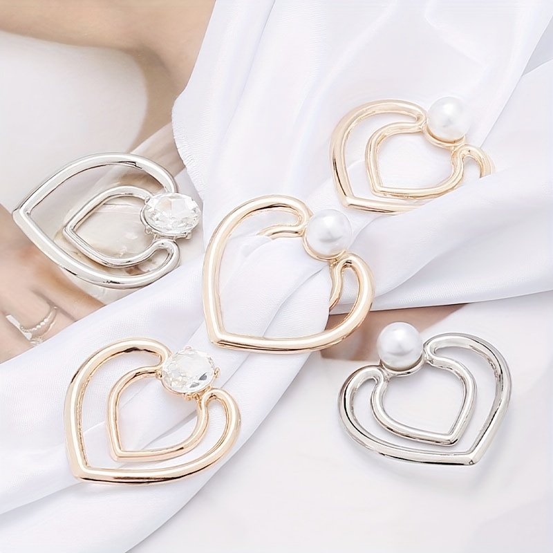 Hollow Out Round / Love Heart Etc Shape Scarf Buckle Inlaid - Temu