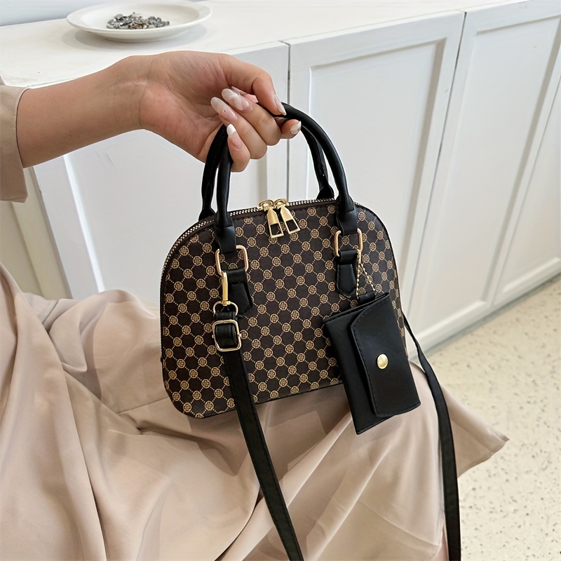 Polka Dot Pattern Handbag, Retro Shell Shoulder Bag, Women's