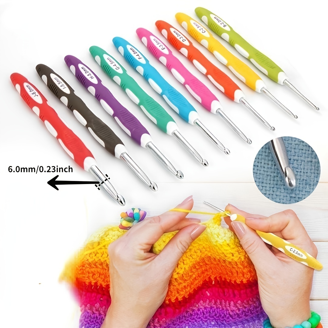 38Pcs Rubber Handle Crochet Hook Set 2.0-10mm Crochet Knitting Needles DIY  Yarn Weave Tools Sewing Accessories Kit - AliExpress