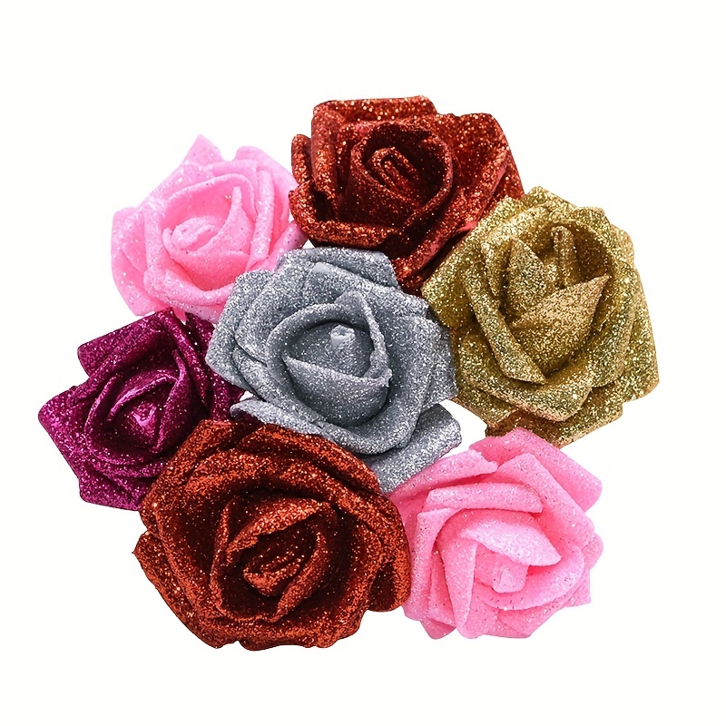 30 Pcs Glitter Roses Artificial Foam Rose Artificial Glitter Flowers with  Stem, Foam Glitter Rose for Wedding Party Office Baby Shower Home  Decoration
