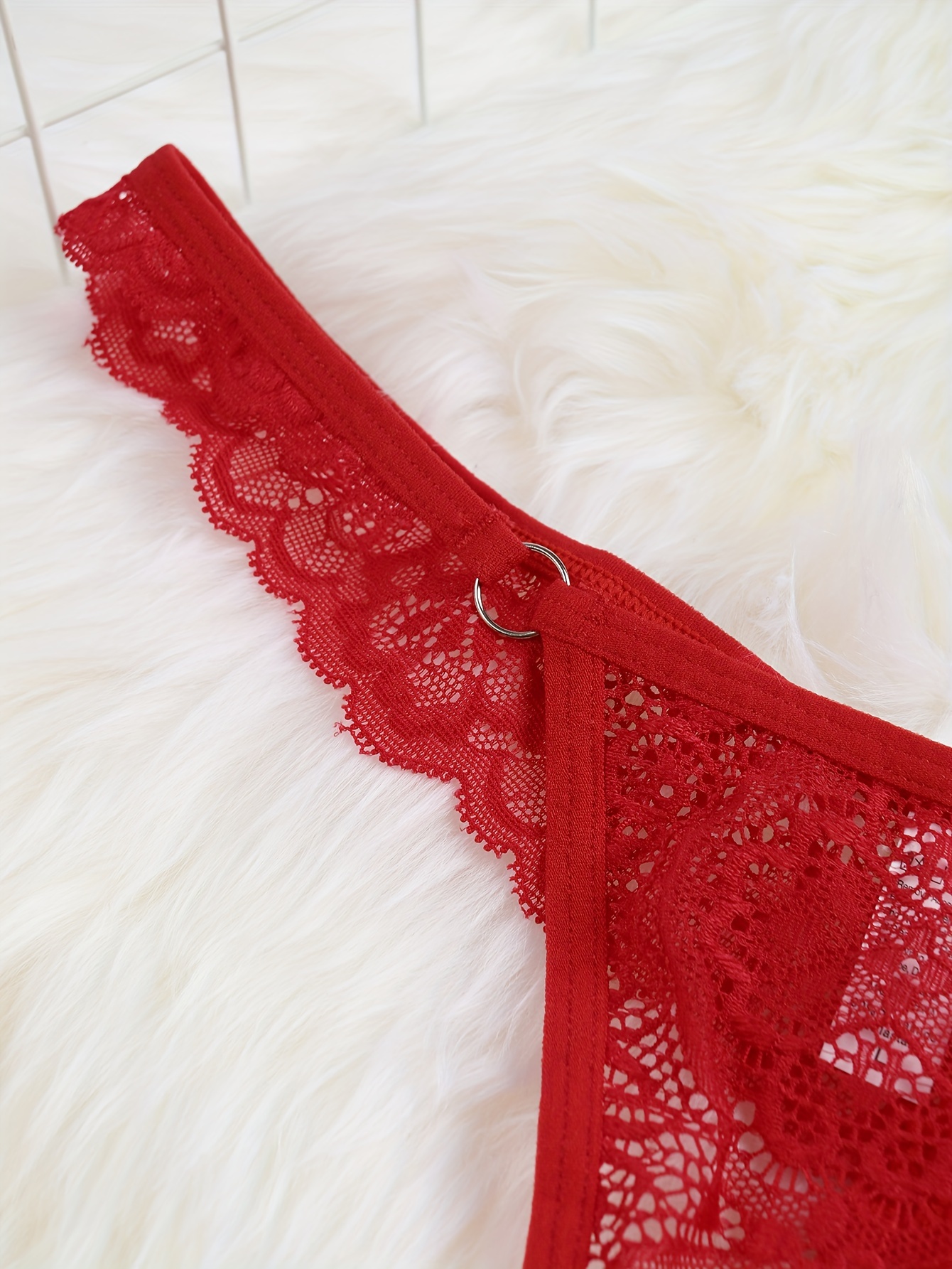 Floral Lace Ring Linked Thongs Breathable Comfy Scallop Trim - Temu