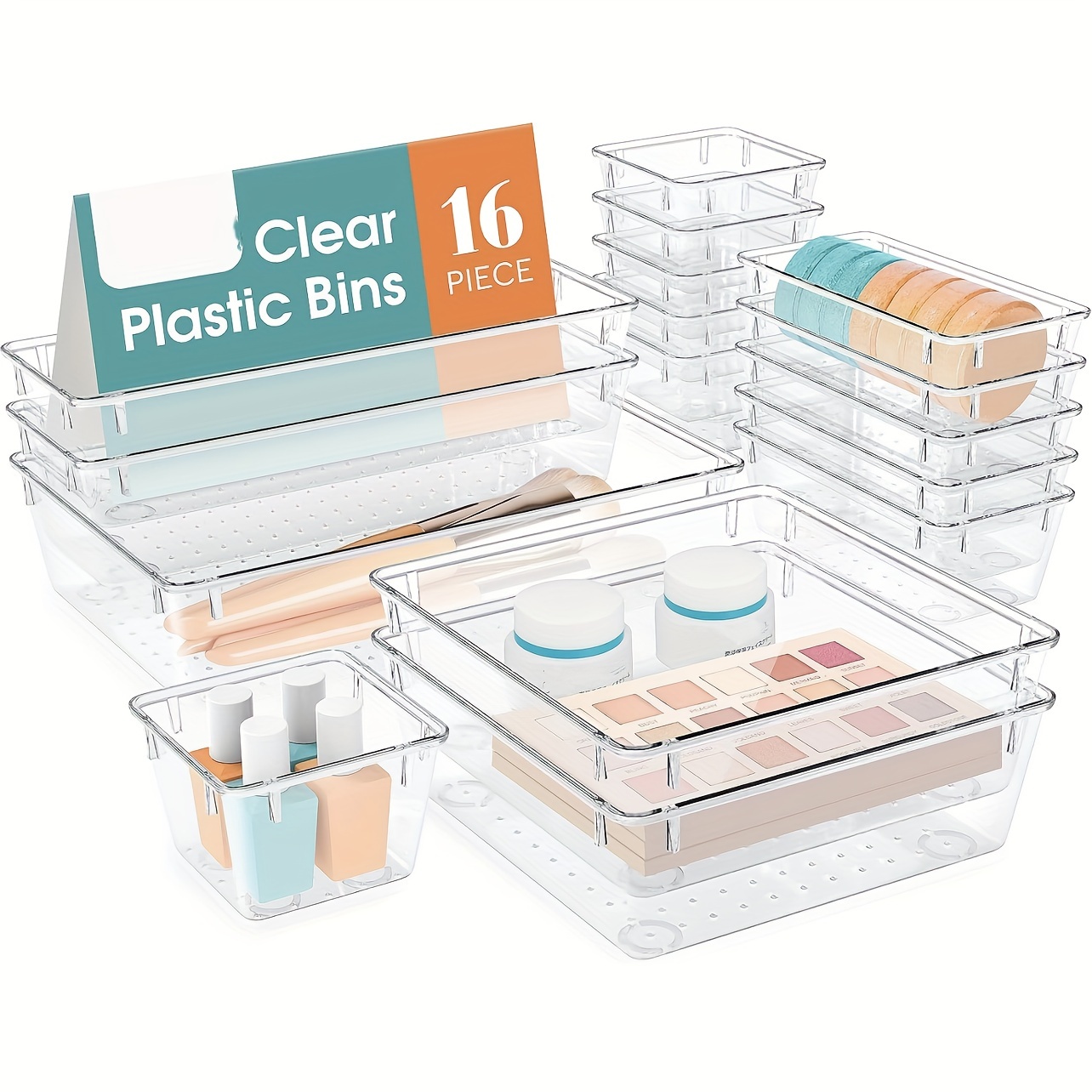 Desk Drawer Organizers Trays Set Clear Plastic Storage Bins - Temu