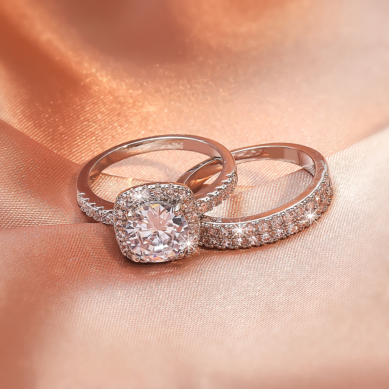 2Pc Love Heart Matching Anniversary Couples Stuff Rings Fashion Women Men  Valentines Engagement Jewelry Girlfriend Romantic Gift