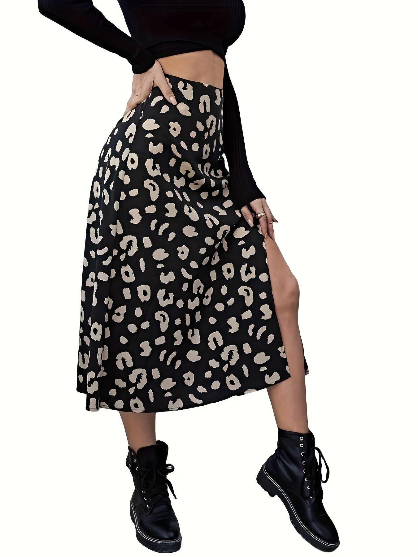 Three dots leopard hotsell print midi skirt