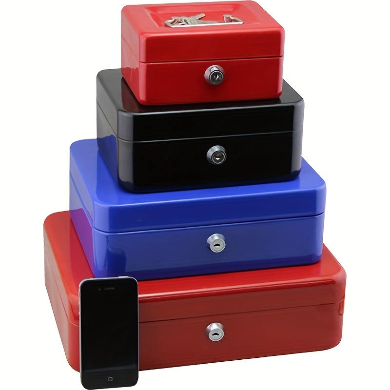 Portable Metal Small Cash Box With Lock Cash Box Deposit Box Safe