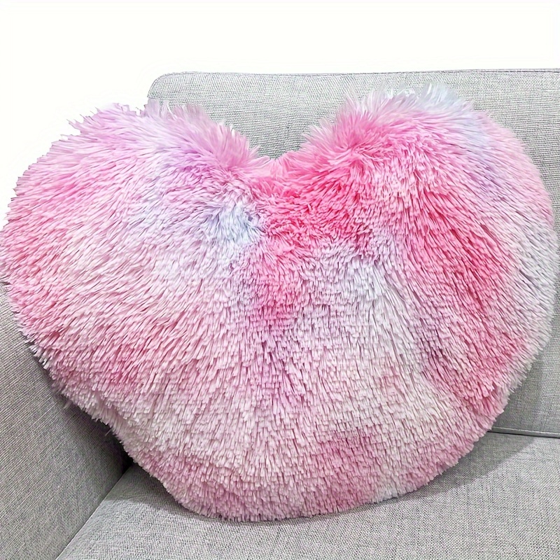 Fluffy Purple Heart Shaped Decorative Pillow Home Decor Small Size  Valentine's Day Gift for Her 