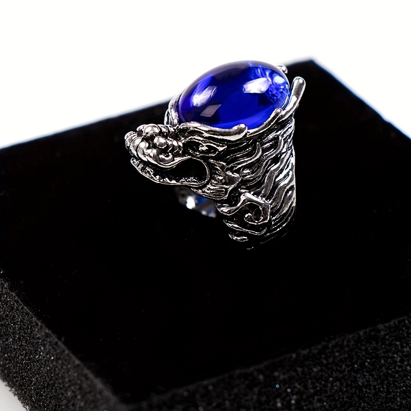 Men's Gemstone Dragon Head Ring