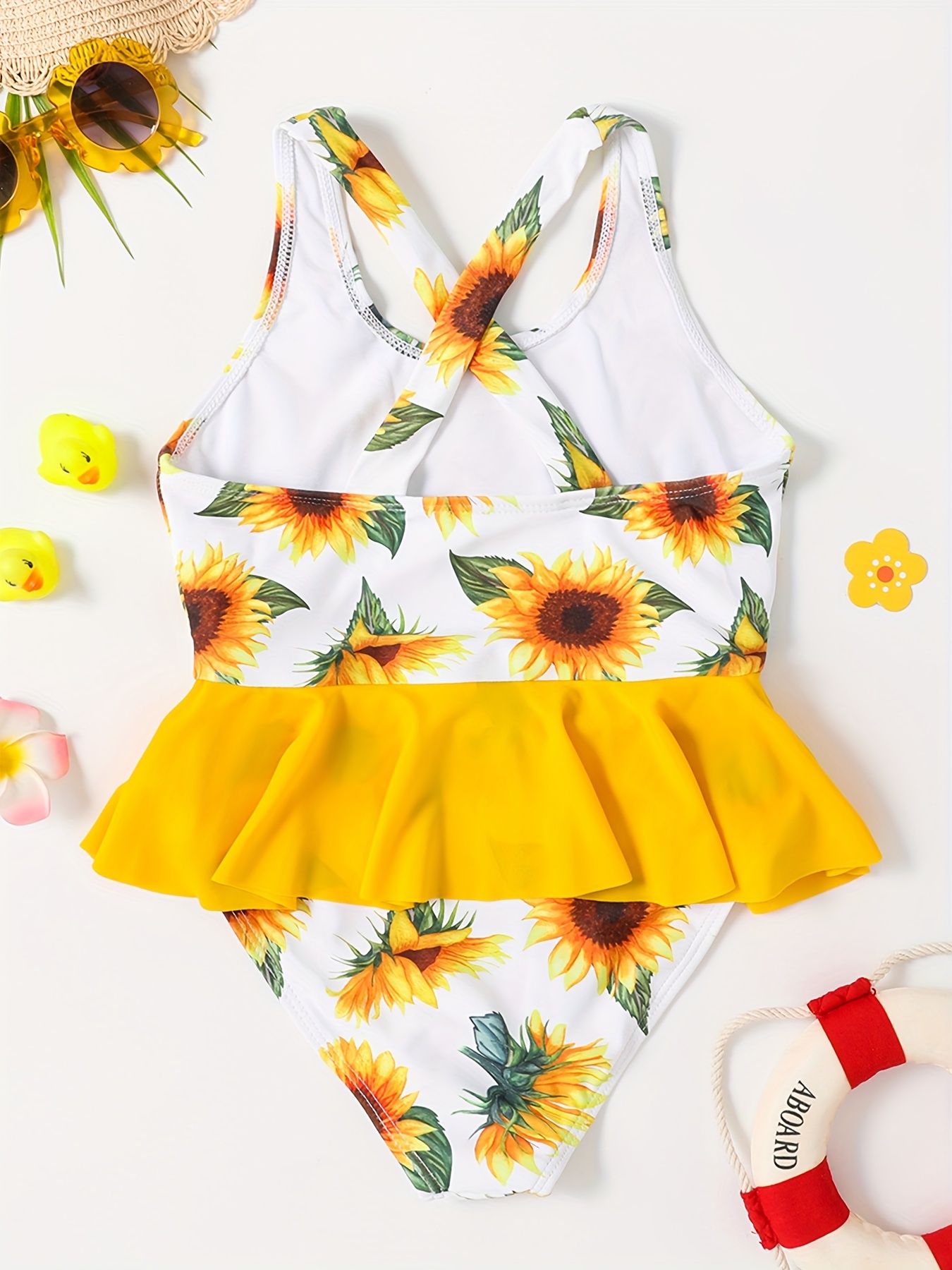 Girls Sunflower Graphic Bikini Suit Cute Kids Swimsuit - Temu