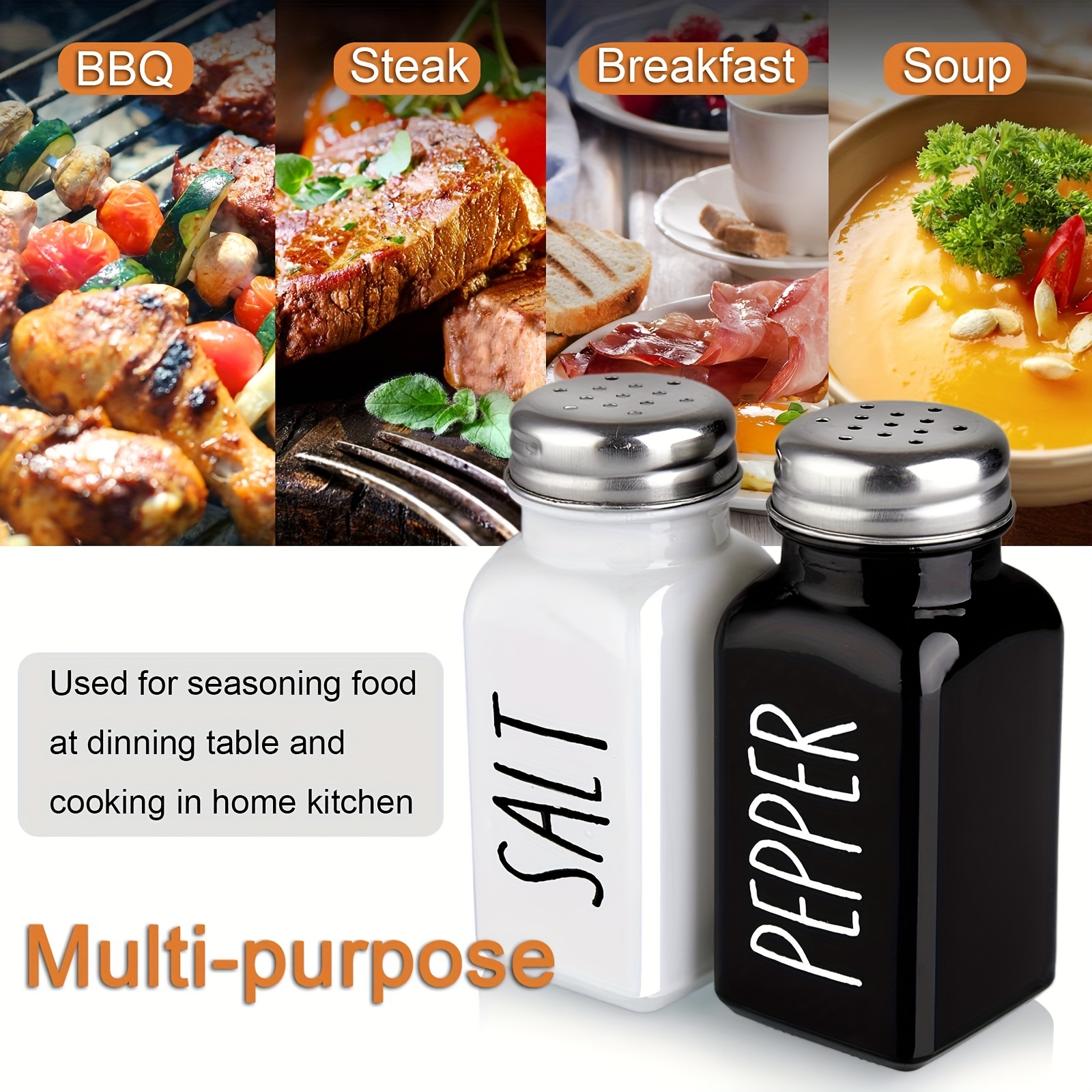 Stainless Steel Salt and Pepper Shakers Set for Kitchen Condiments