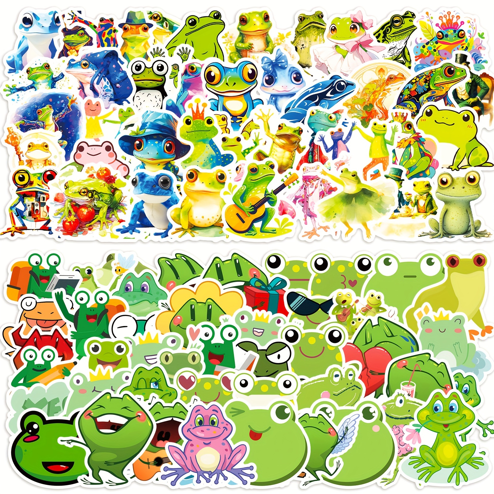 500pcs Frog Stickers Roll Cute Aesthetic Vinyl Stickers For Laptop, Guitar,  Skateboard, Luggage, Gift For Frog Lovers Teen Birthday Party