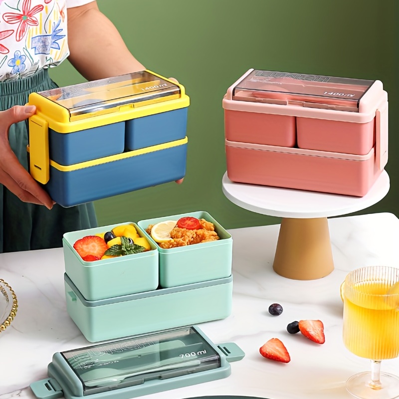 1pc Green Pp Lunch Box, Microwave Safe Heating Box For Students