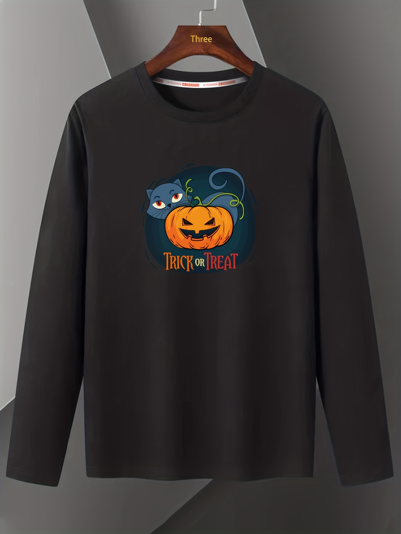 Happy Halloween Print Men's Graphic Design Crew Neck Active T