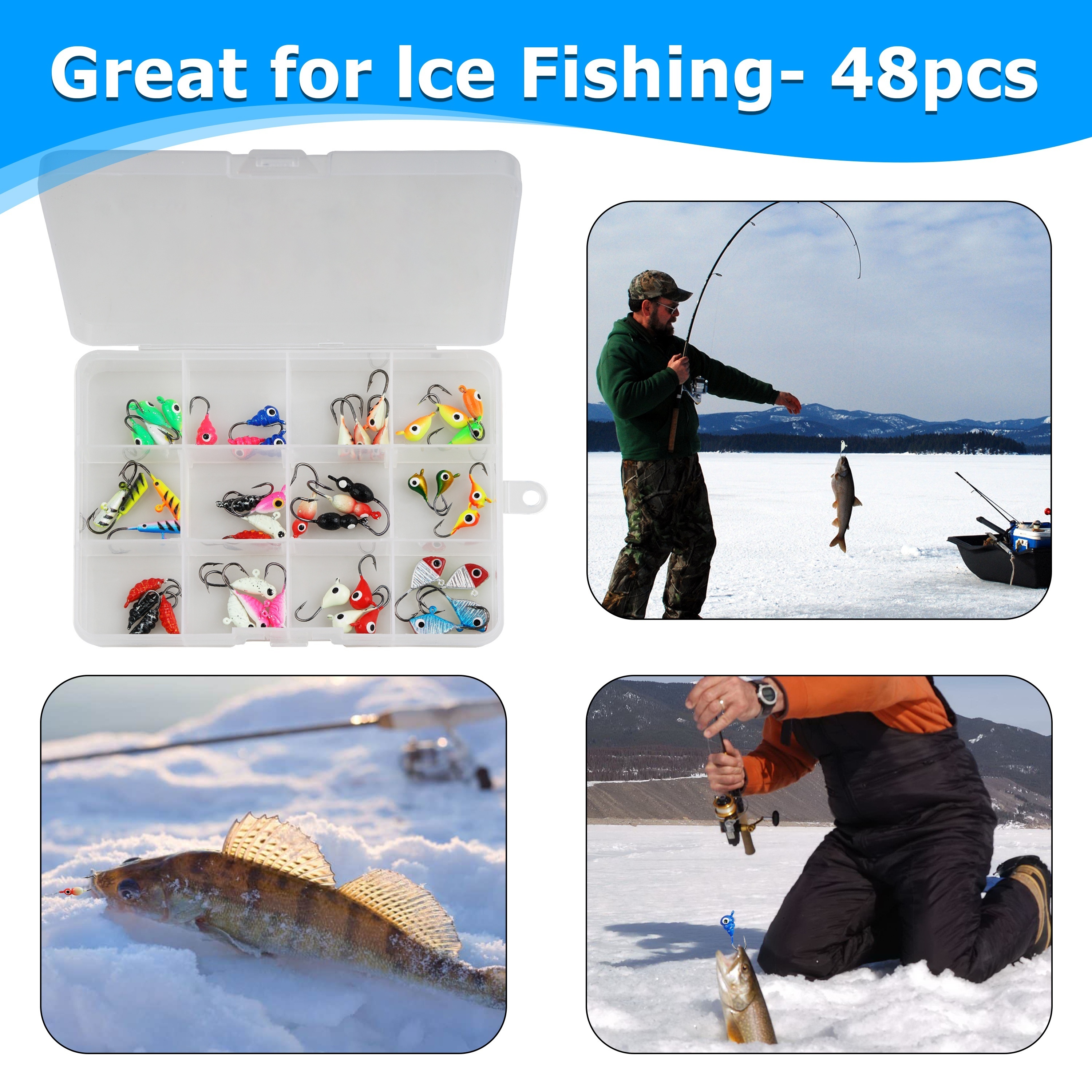 Ice Fishing Jig Box with Foam Insert for Bluegills, Crappie, Jumbo Perch,  Pike, Walleye, and More, Large - 280 Jig Spaces