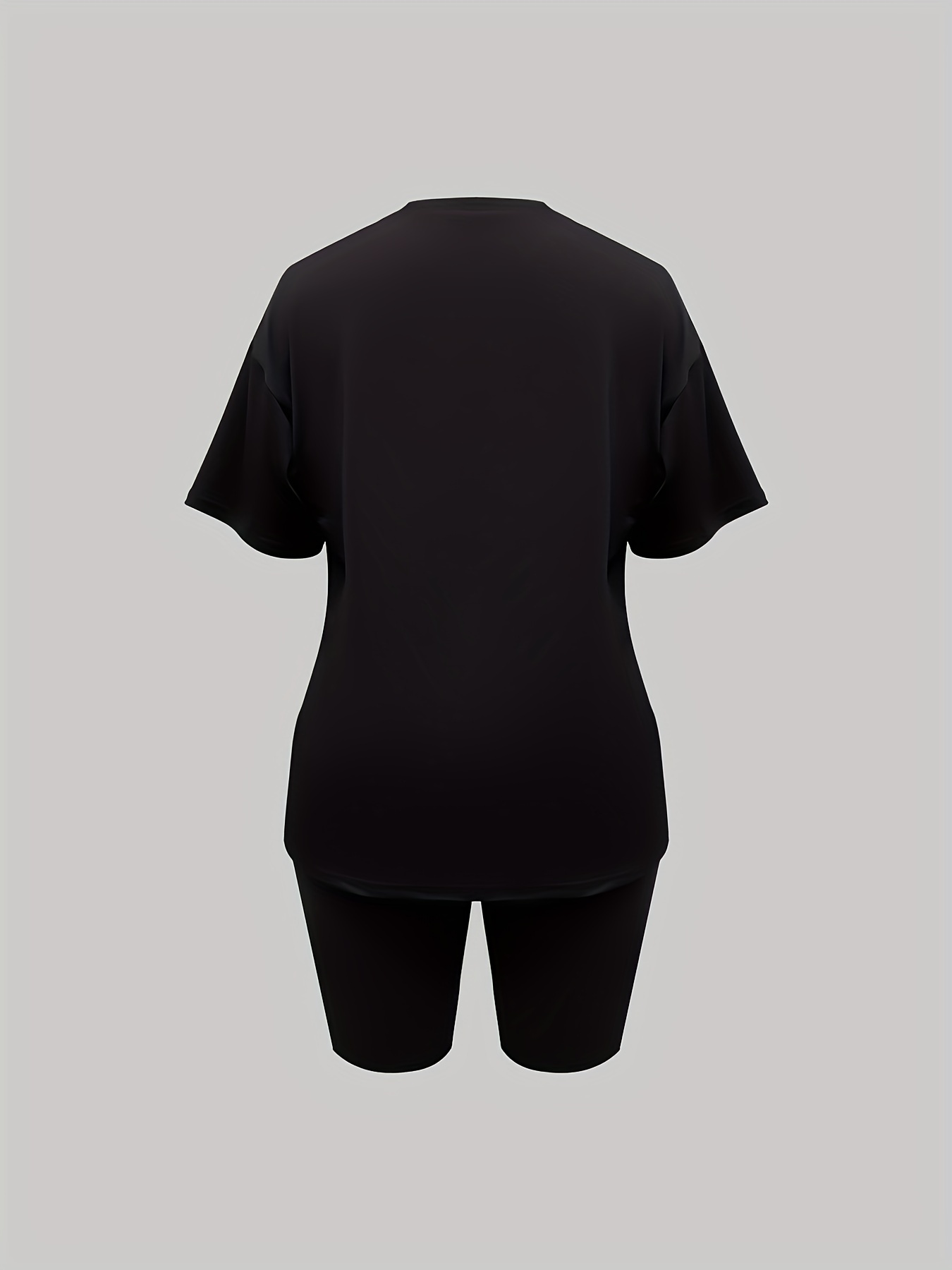 Casual Two-piece Set Crew Neck Short Sleeve Tee & Slim Shorts