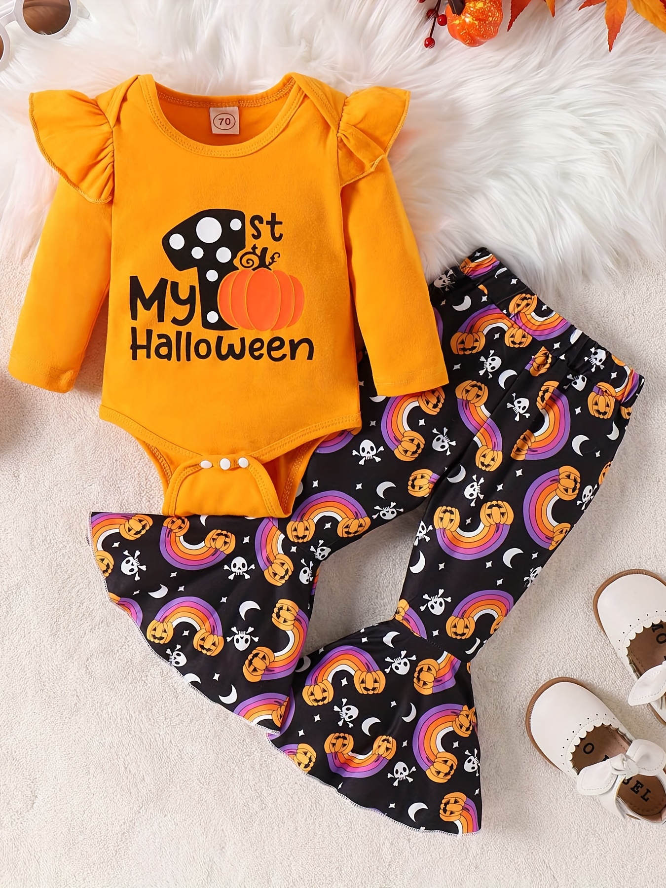 Baby Girl Halloween Print Cute Comfy Cotton Romper Kid's - Temu