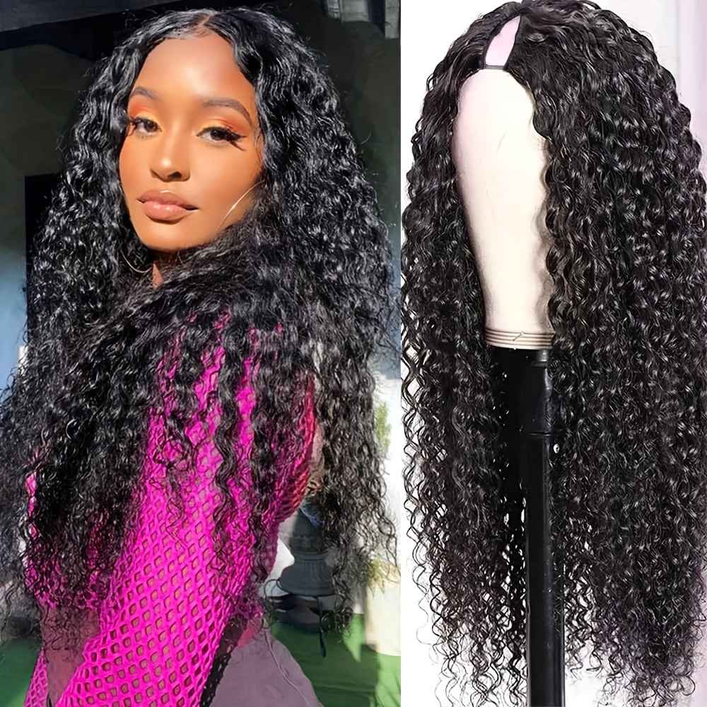 V Part Wigs Human Hair Deep Wave Human 100 Hair Wigs Women Temu