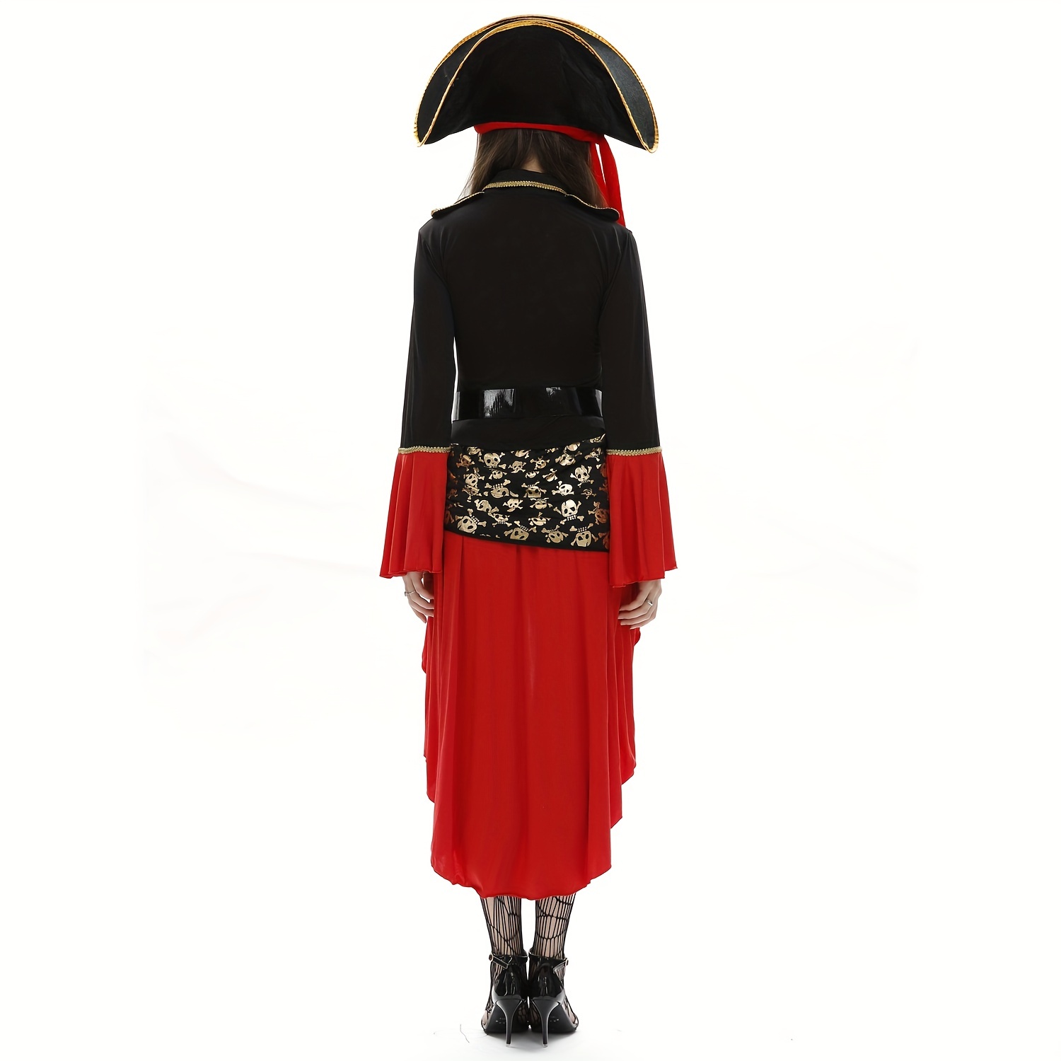 Halloween Pirate Costume Accessories Red Ribbon Captain Hat - Temu Austria