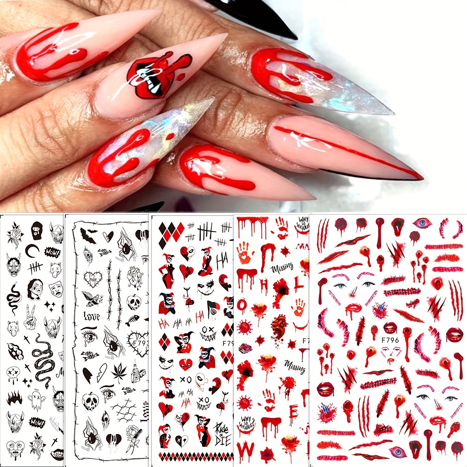 24pcs Punk Dark Cross Halloween Nail With Artificial Diamond Gradient Fake  Nails With Glue Full Cover Nails With Wearing Tools - False Nails -  AliExpress