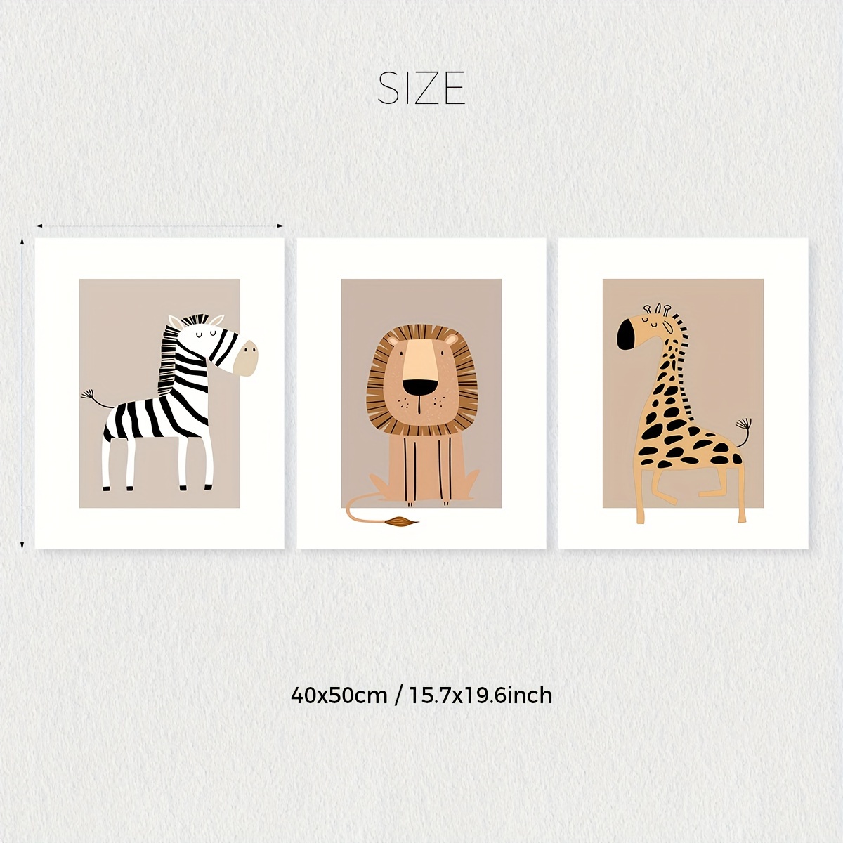 3pcs Boho Giraffe Wall Art Canvas, Zebra Woodland Decor, Funny Lion Animals Print Poster, Woodland Art For Room, Home Decor, Wall Decor, No Frame