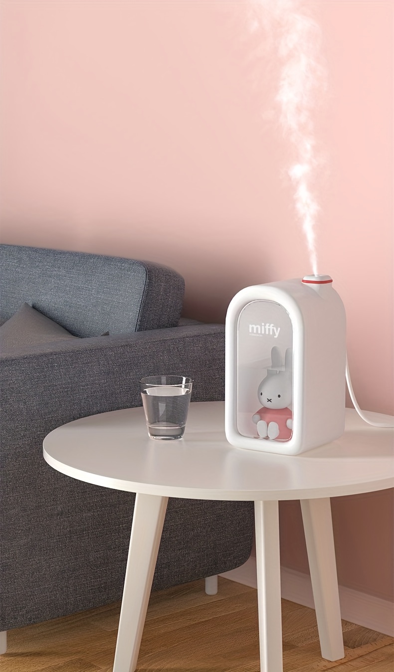 1pc 380ml cool mist humidifier cute rabbit air humidifier 380ml enlarge water tank 50ml h spray volume 2 working modes intermittent mist 3seconds on 3 seconds off continuous mist home decor room decor back to school supplies winter essential details 2