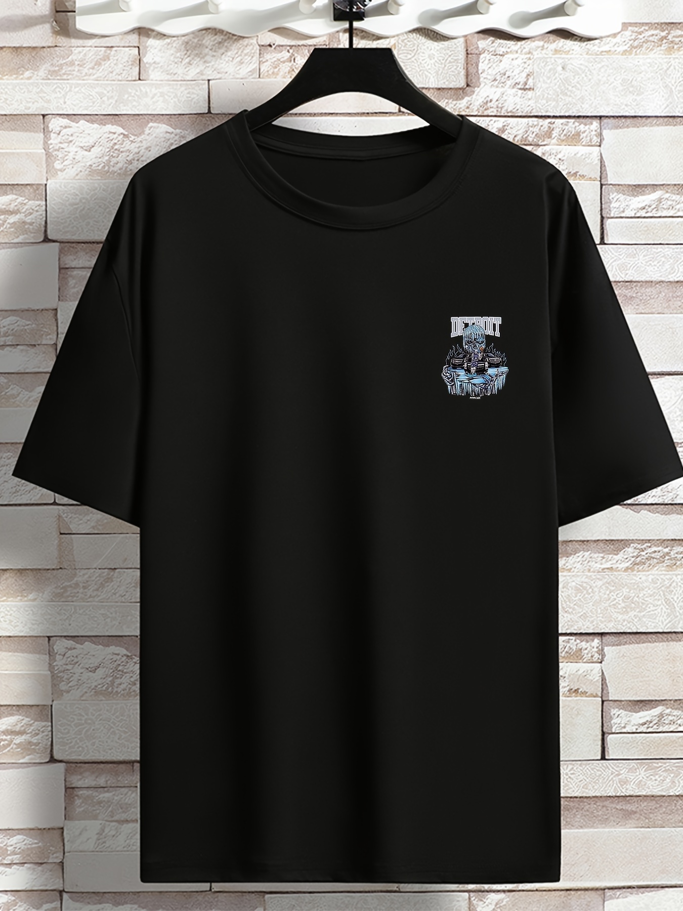 LEROTUKI Teen Men's T-Shirts - Crew Neck Short Sleeve Custom Graphic Tees (Black)