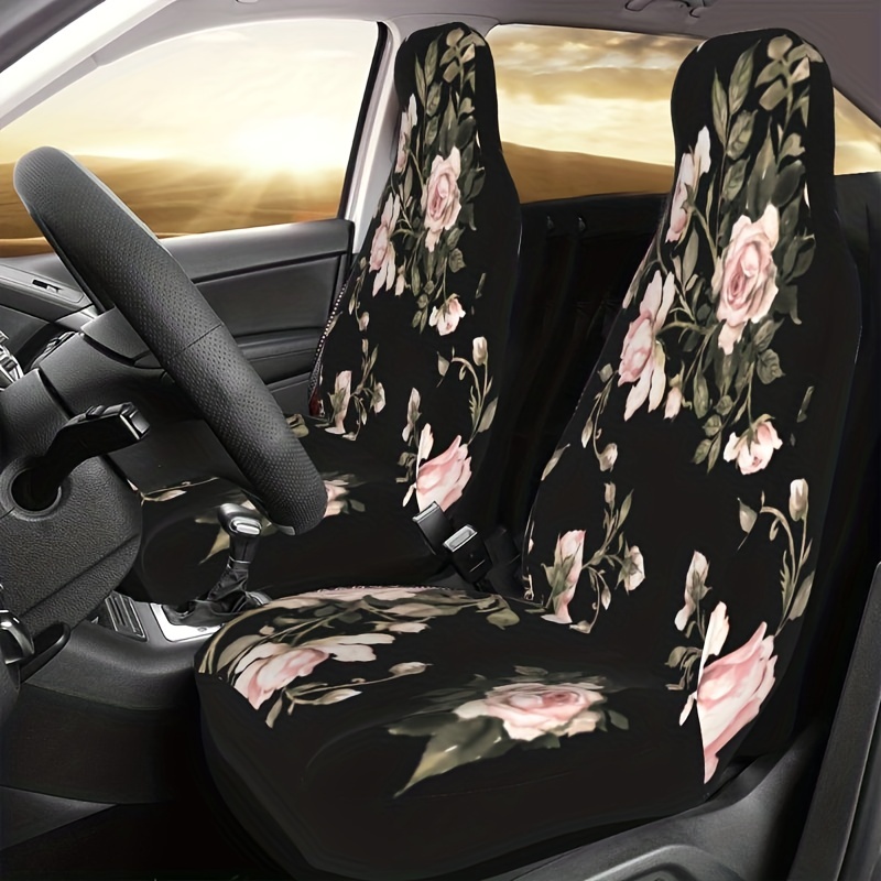 2pcs Rose Printed Car Seat Covers Protective Covers Flexible And  Lightweight General Motors Full Set Of Seat Protective Covers Car  Accessories Buy More, Save More Temu Japan