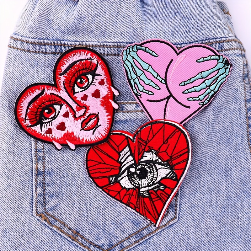 9pcs Heart Patches Self-adhesive Sequins Appliques DIY Craft Patches for  Clothes Backpacks Hats Jeans Jackets