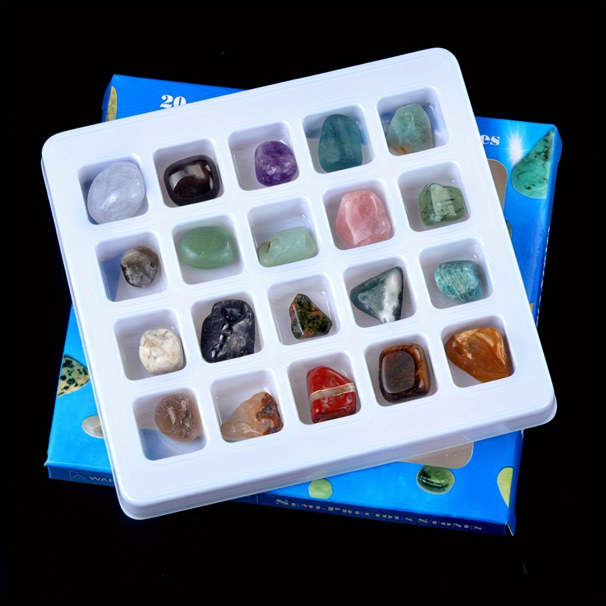 TEMU 20pzas/set, Piedras Naturales Con Caja De Regalo Ideal Para Educación Geológica