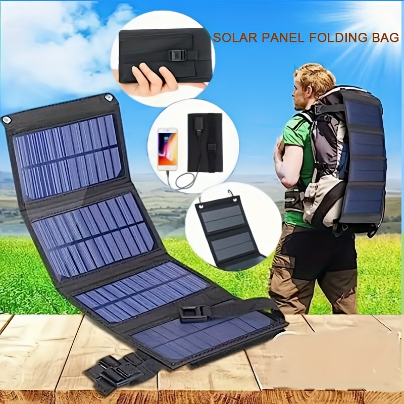 Cargador solar portátil, panel solar plegable IP65 impermeable con doble  salida USB inteligente para senderismo al aire libre, camping, mochilero,  15