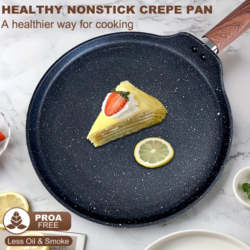 Pizza Pan, Nonstick Crepe Pan With Spreader, Granite Coating Flat