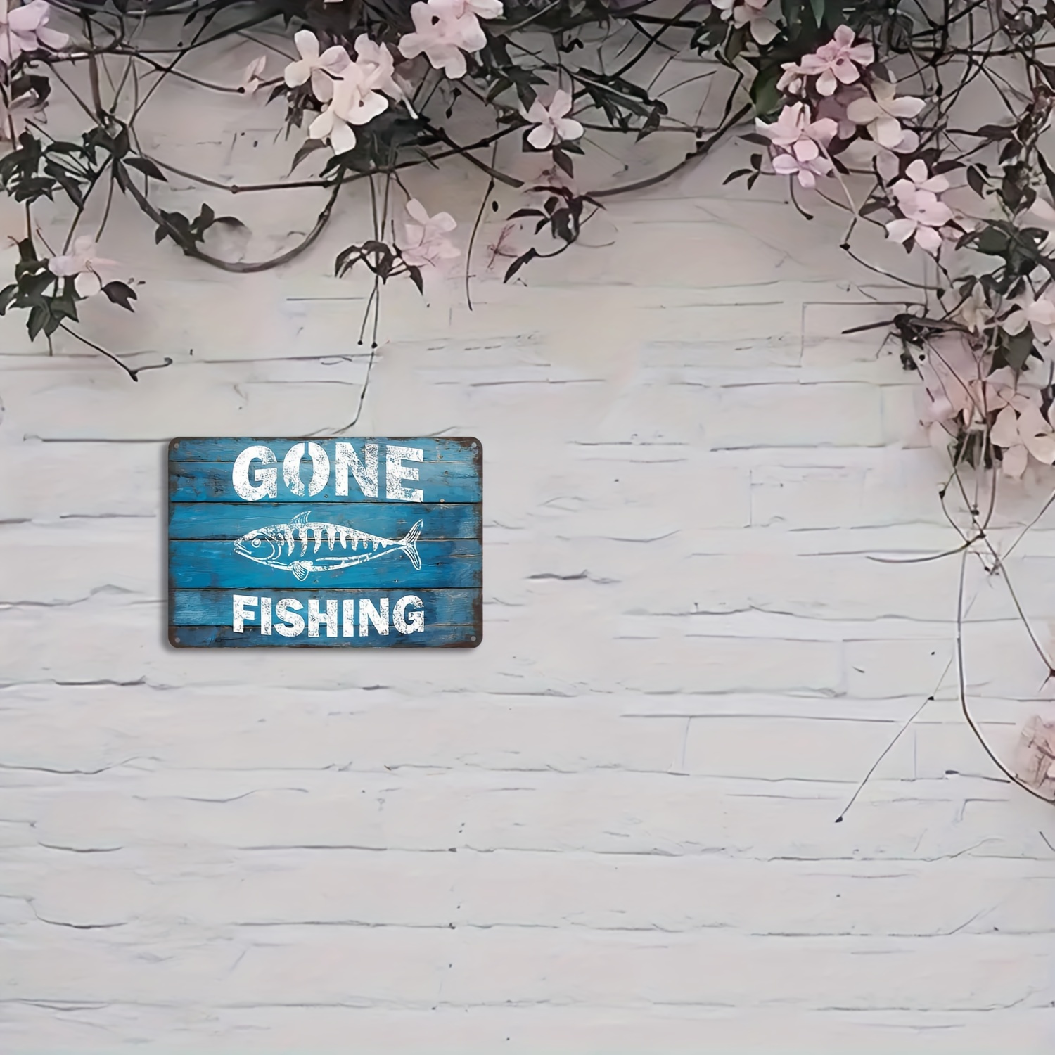 Gone Fishing Tin Sign Vintage Style Metal Sign Wall - Temu