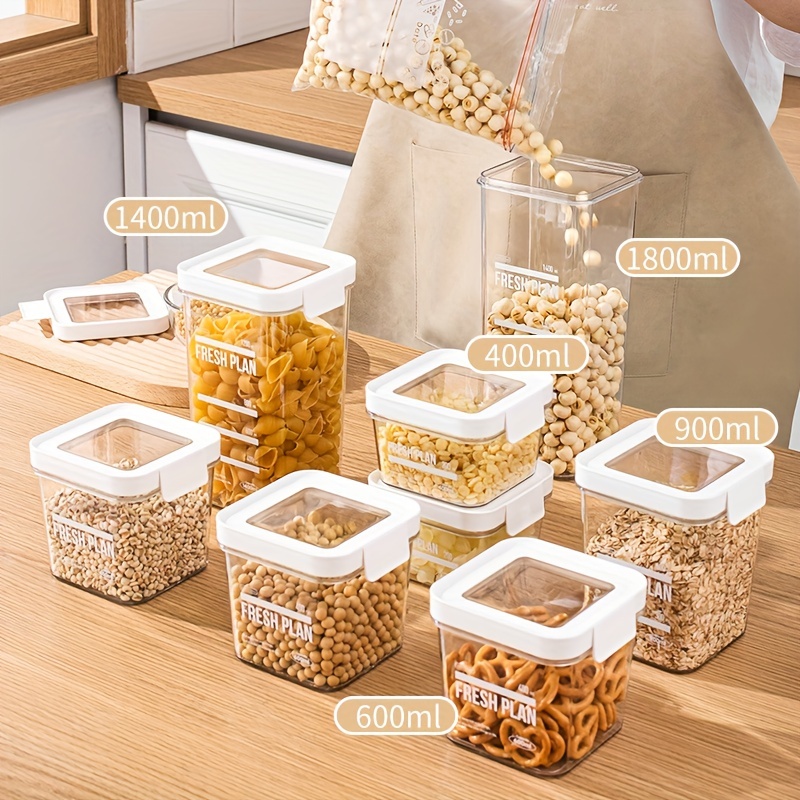 Airtight Pantry Pasta Kitchen With Lid Plastic Food Storage Multigrain Sealed  Container Cereal Containers Transparent Box Cans
