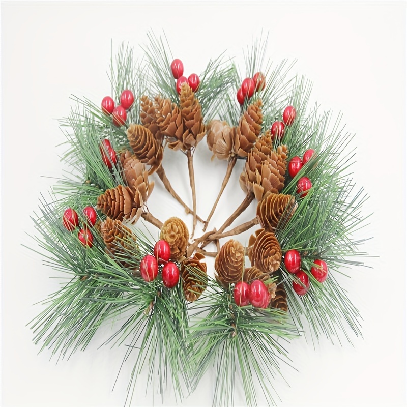 Christmas Berries Pine Picks Branches Pine Needle Stems With - Temu