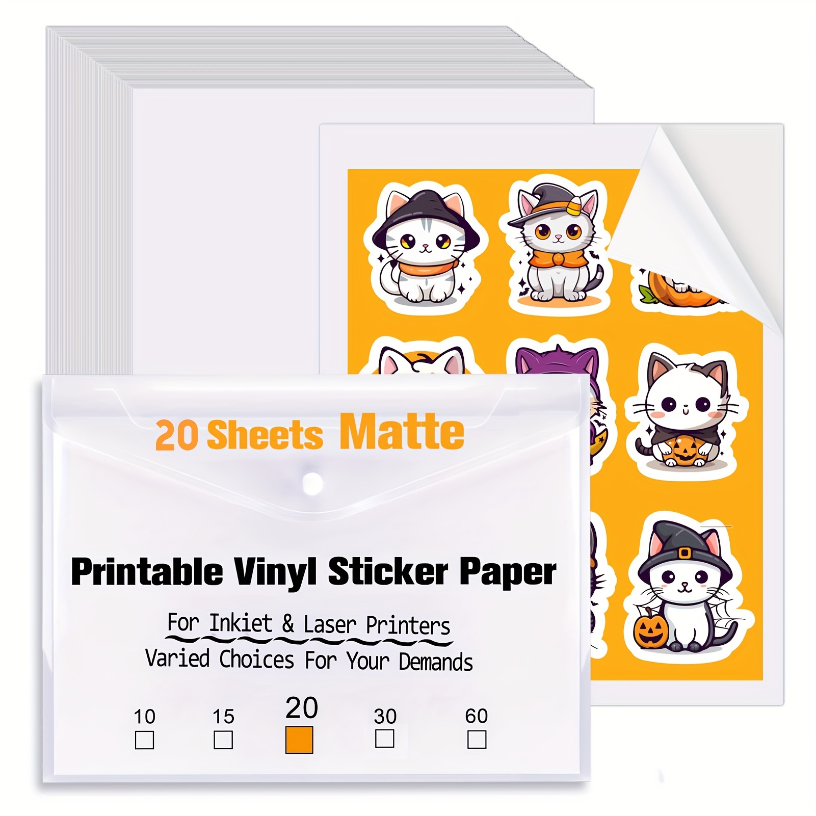 Glossy Printable Vinyl 200 Sheets for Inkjet Printer Sticker Paper