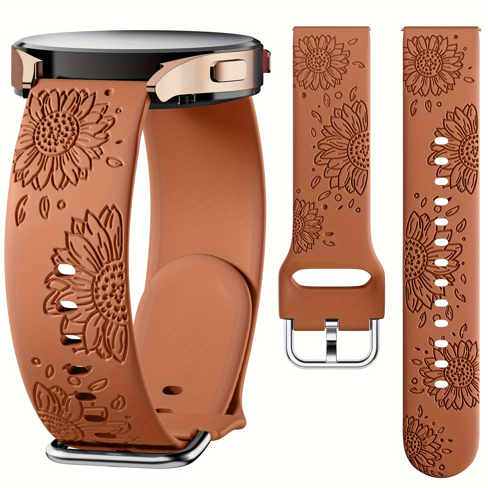 

Sunflower Engraved Bands 7/watch 6/ 5/ 4/ , 20mm Soft Silicone Sport Strap Wristbands For Band Women Men