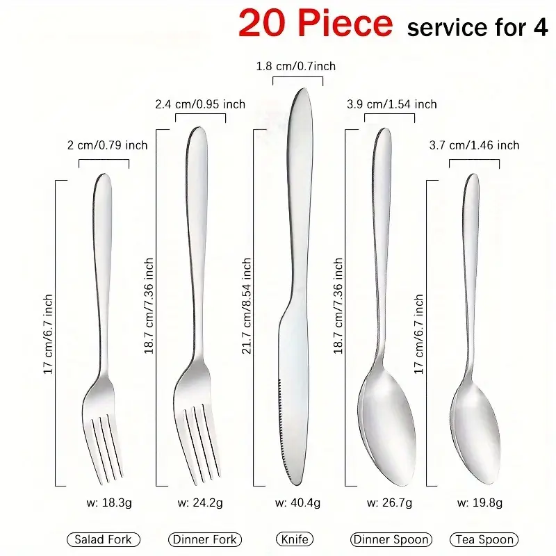 30pcs stainless tableware set knife fork and spoon set with steak knife 4 person service stainless steel tableware set polished tableware set kitchen tableware fork and spoon set Product details 0