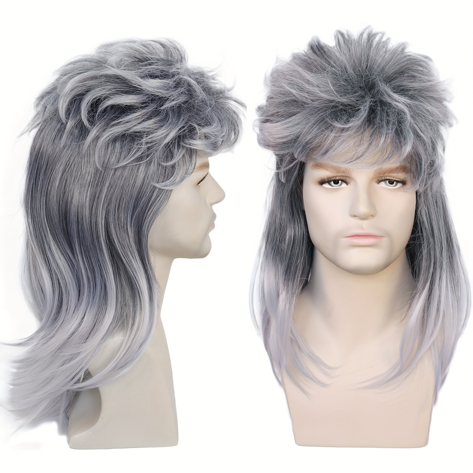 Ebingoo – Perruque Synthétique 80s Pour Homme, Cheveux Longs Et
