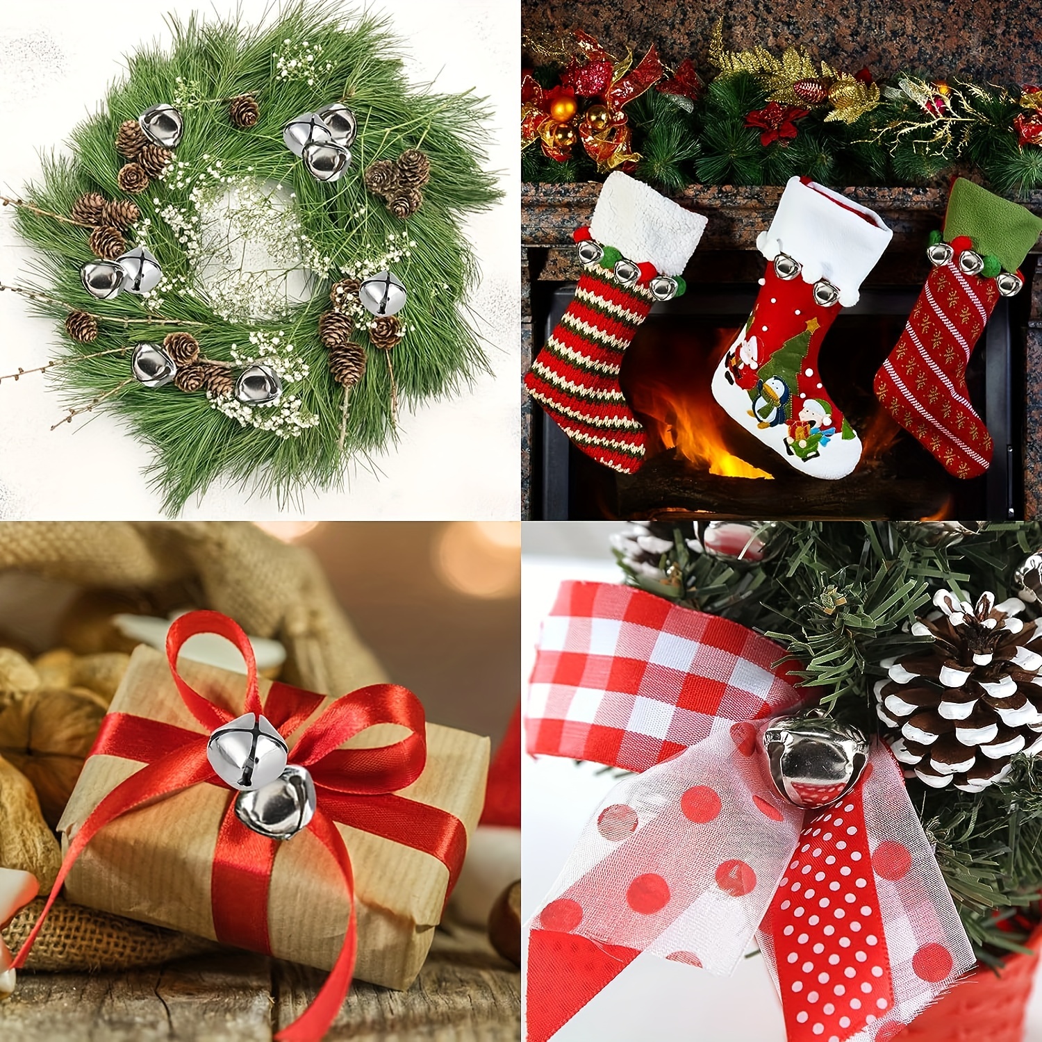 Jingle Bells, 1 Inch Craft Bells Bulk DIY Bells for Christmas Festival  Decoration Home Decoration, 50pcs, Silver