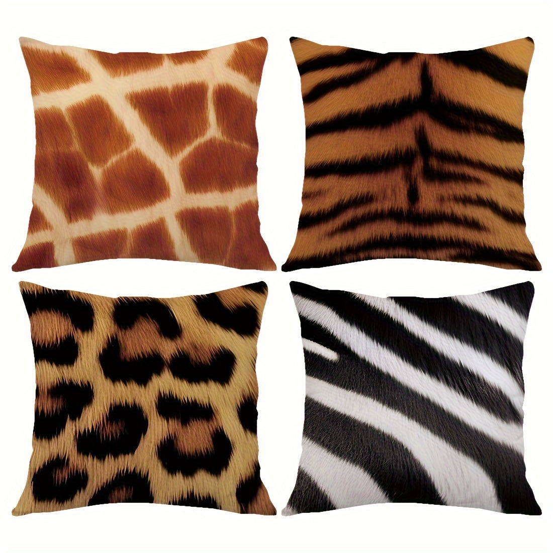 

4pcs, Double-sided Four-piece Set Peach Leather Throw Pillow Cover - Simulation Animal Pattern Series Home Comfortable Pillow Cover Living Room Bedroom Sofa Cushion Cover