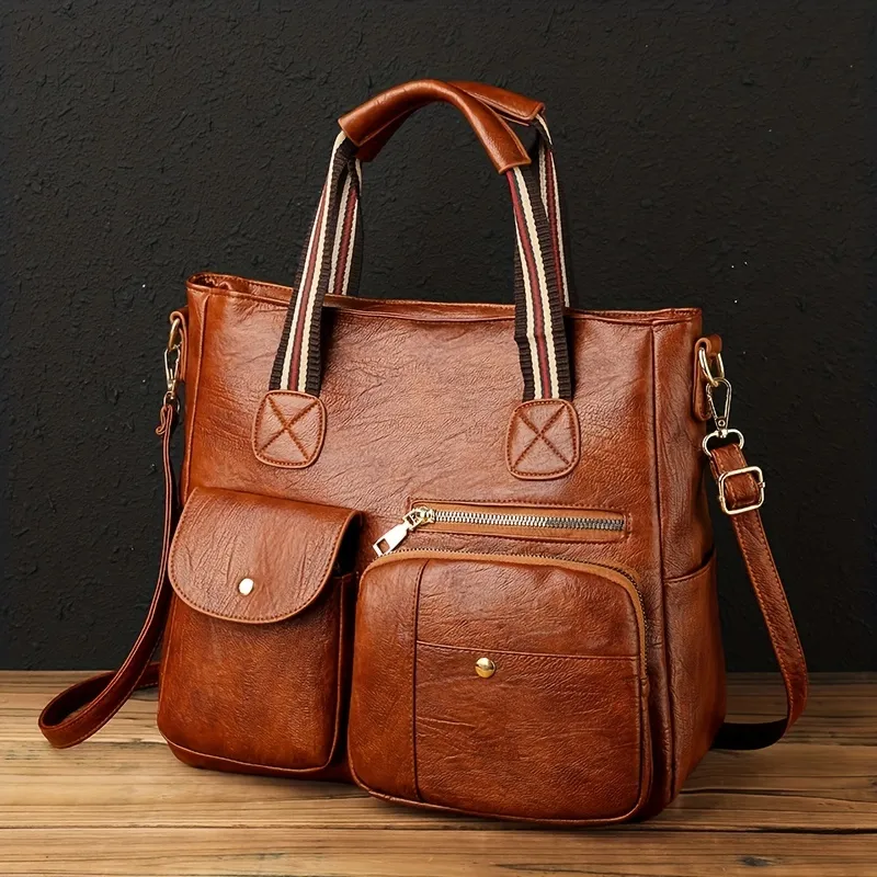 sammensværgelse slump Pakistan Vintage Faux Leather Tote Bag Multi Pockets Crossbody Bag Womens Large  Handbags For Work School Travel | Shop On Temu And start Saving | Temu  Austria