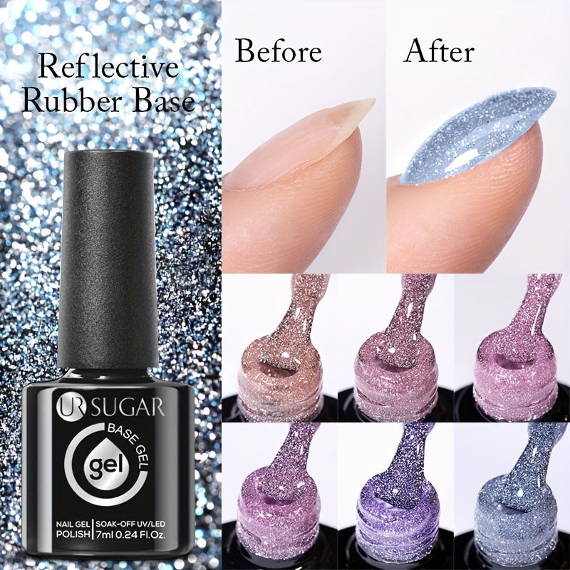 Colorful Reflective Rubber Base Gel Sparkling Glitter Laser - Temu