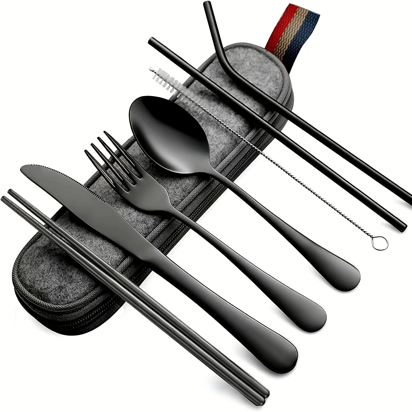 Portable Stainless Steel Travel Utensils Set With Knife - Temu