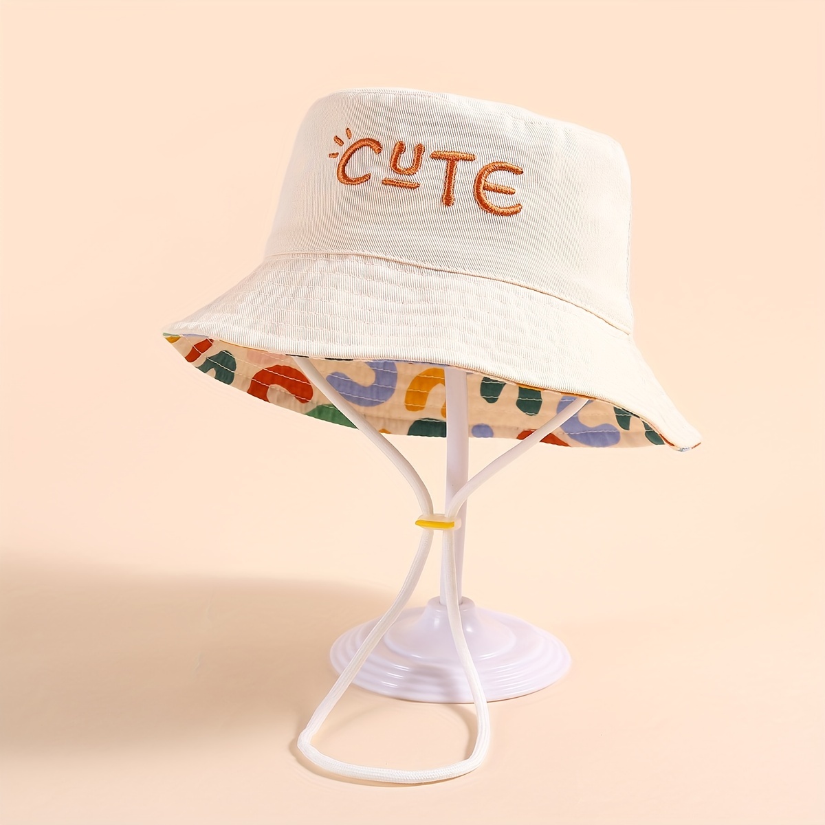 Bonito sombrero de pescador con bordado de letras, cordones transpirables,  ala ancha, protección solar, para viajes al aire libre, fiesta en la playa