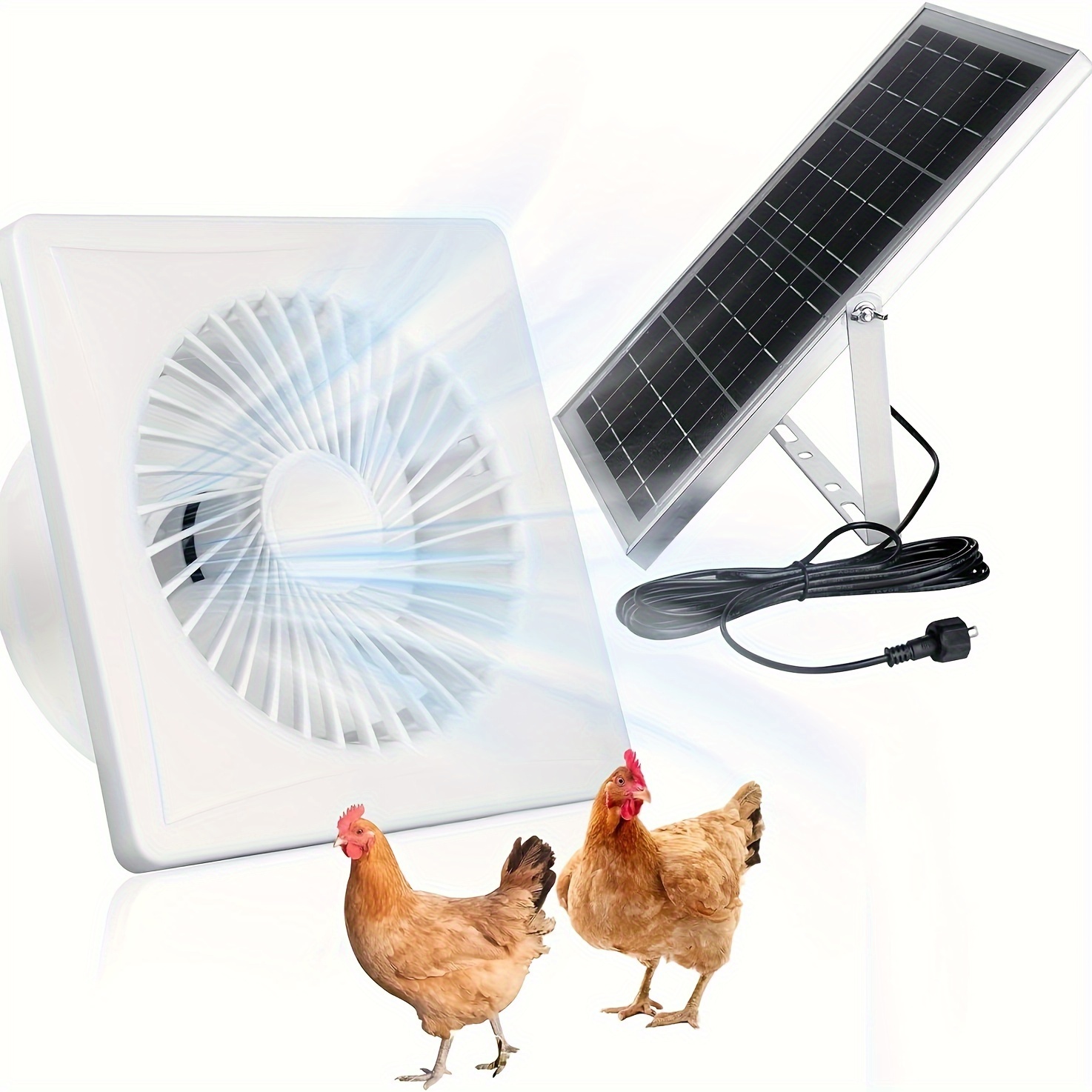 Ventiladores solares para exterior de 12 W y 12 V con 2 cables de 13  pies/13.1 ft, ventilador solar para pollo, invernadero de mascotas,  cobertizo
